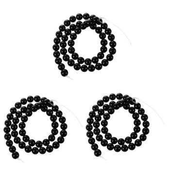 3X Kolo Black Onyx Drahých Voľné Korálky polodrahokamami 8Mm