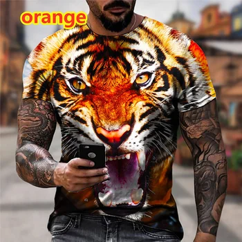 BIANYILONG značky letné T-shirt muži/ženy móda 3D tiger tlač, personalizované tiger tvár tlač grafické športové top