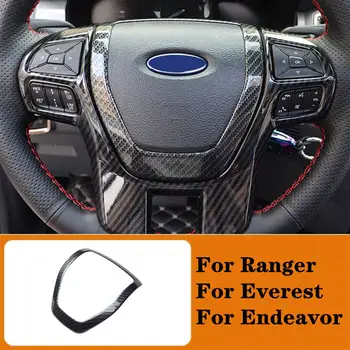 Carbon Fiber Volant Frame Natierač Horn Kryt pre Ford Ranger Everest Endeavour 2015-2021 Príslušenstvo