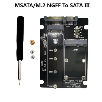 MSATA/M. 2 NGFF Na SATA III Pevný Disk Adaptér Doska B Kľúč/B+M Kľúč Rozširujúca Karta pre 2230/2242/2260/2280 M. 2 NGFF SATA SSD