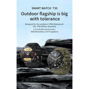 Nové T30 Mužov Smart Hodinky 2023 Bluetooth Hovor Smartwatch Fitness Športové Hodiny 1.6 palcový HD Displej, 600mAh Veľké Batérie Hodinky