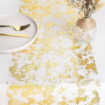 Trblietavé Zlato Stôl Runner Zlatý Lesk Stôl Runner Odolné Výtvarné Spracovanie pre Svadby, Vianočné Domáce Dekorácie Zlato